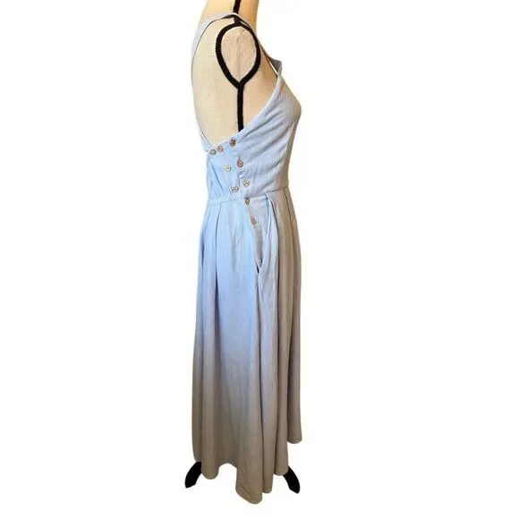 Lelasilk Light Blue Pinafore Dress Sz M, Cottagecore